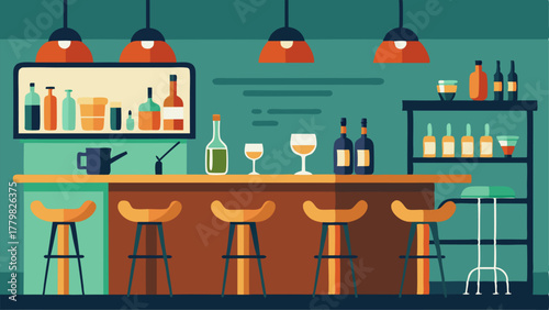 A bar area with hightop stools offering a selection of craft beers wines and tails to pair with the food.