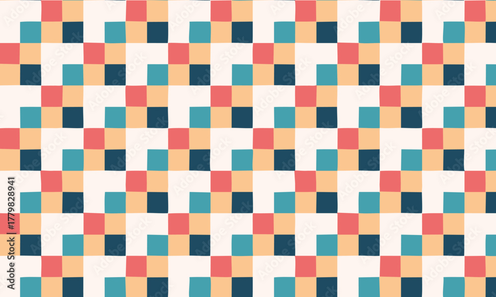 Fototapeta premium Abstract Geometric Square Seamless Pattern in Modern Color Block Style