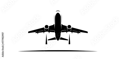 Airplane Takeoff Clean Geometric Silhouette Flat Vector