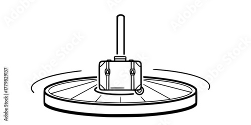 Baggage Claim Carousel Single Suitcase Flat Vector Icon