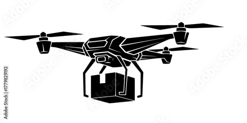 Drone Delivery Geometric Minimalist Flat Vector Icon
