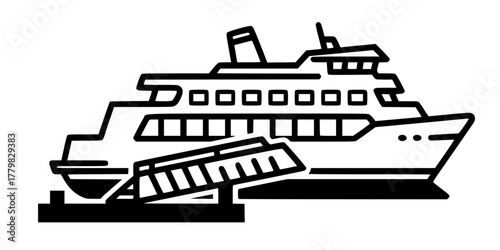Docked Ferry Boat Passenger Ramp Simple Flat Vector Icon