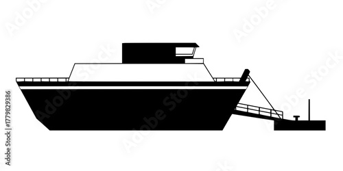 Docked Ferry Boat Passenger Ramp Simple Flat Vector Icon