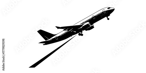 Airplane Takeoff Clean Geometric Silhouette Flat Vector