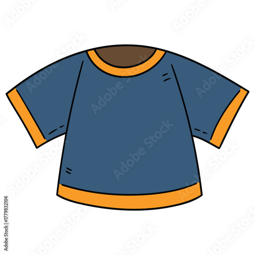 Hand-drawn cartoon blue t-shirt on a white background.