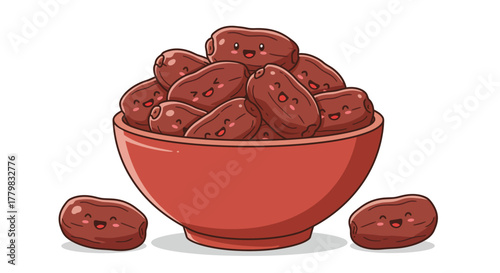 Delicious Dates in a Red Bowl - A Sweet and Nutritious Treat.