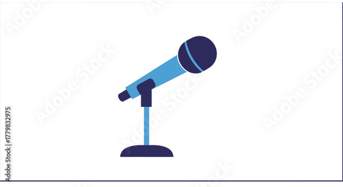 Illustration of a microphone on a stand for public speaking.