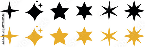 Star icons. Twinkling stars. Sparkles, shining burst. Christmas vector symbols isolated. Retro futuristic sparkle icons collection. collection of star icons in vector, shining icons, shiny, sparkling