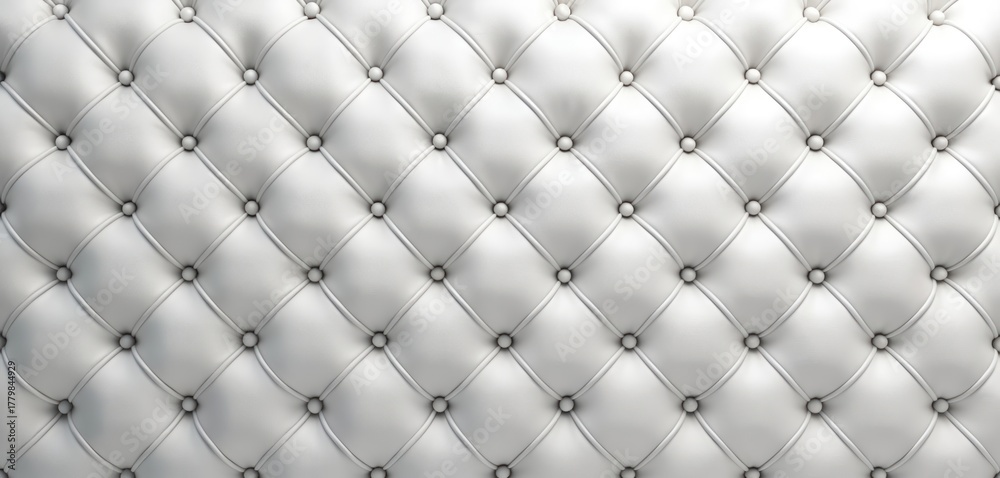 Obraz premium Seamless white tufted upholstery pattern. Abstract quilted diamond design creates elegant backdrop. Luxurious textile fabric design concept for sofa furniture interior decoration.