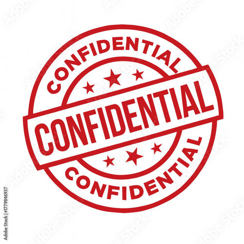 Bold confidential red stamp design conveys secrecy for legal documents, business reports, and classified information access