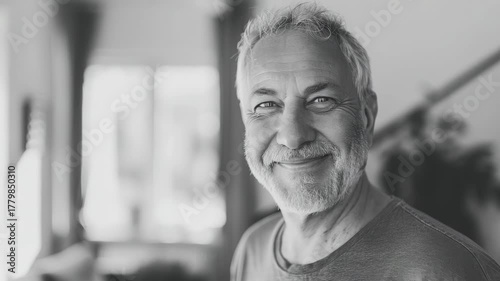 A man with a gray beard and hair is smiling at the camera.