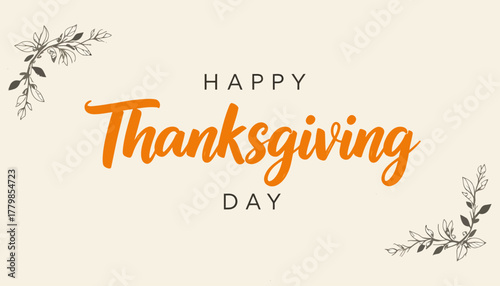 Modern Minimalist Bold Happy Thanksgiving Day Typography