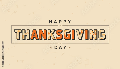 Vintage Happy Thanksgiving Day Boxed Typography