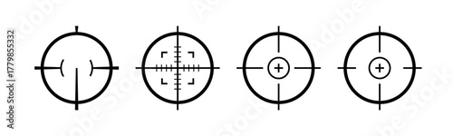 Target aim gun icon vector symbol. Target sight bullseye crosshair scope sniper shoot focus