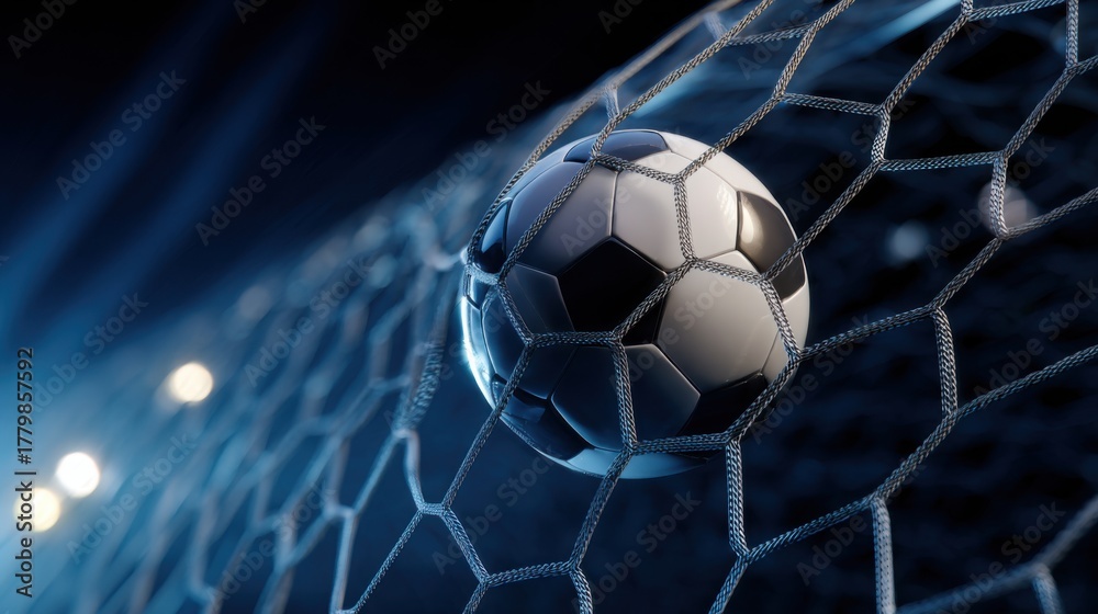 Fototapeta premium soccer ball flying into goal