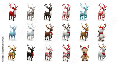 Collection of decorative reindeer figurines