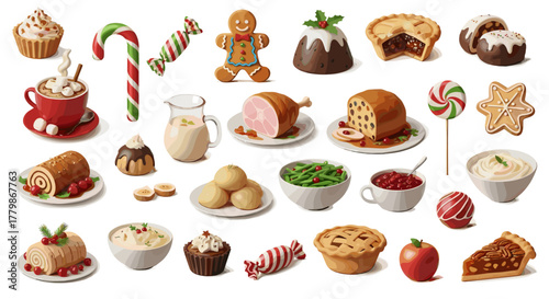 Collection of festive christmas food and treats