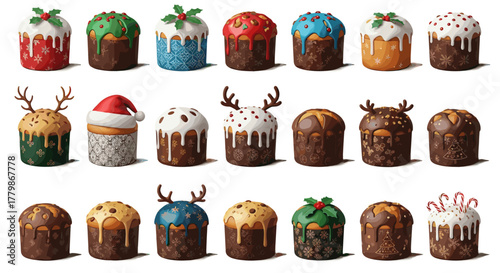 Collection of christmas panettone cakes
