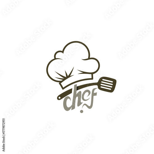 chef logo and a cooking hat in a simple style, line style