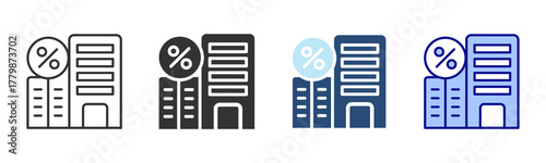 Tax Office Icon Set. Designed In Multi Style
