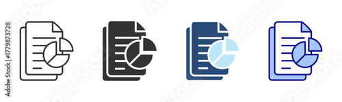 Report Icon Set. Designed In Multi Style