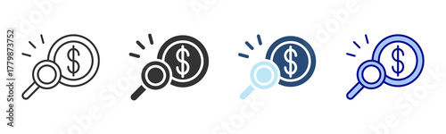 Money Audit Icon Set. Designed In Multi Style