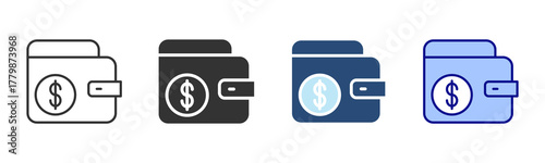 Wallet Icon Set. Designed In Multi Style