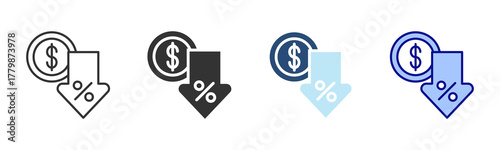 Low Rate Icon Set. Designed In Multi Style