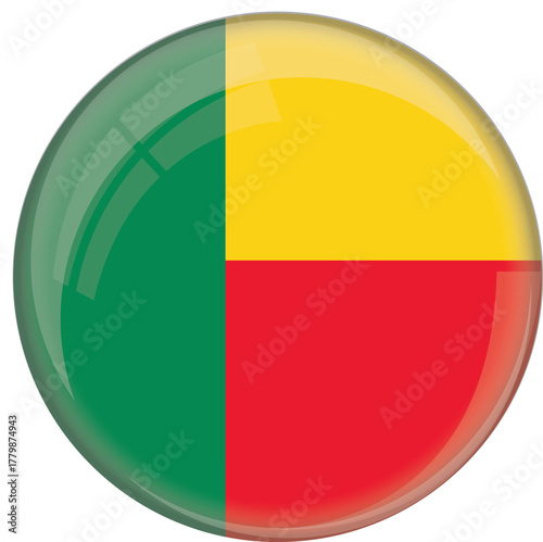 Benin flag with glossy rounded button for football team and national emblem Free Download Benin flag with glossy rounded button for football team and national emblem - GFXLoad
