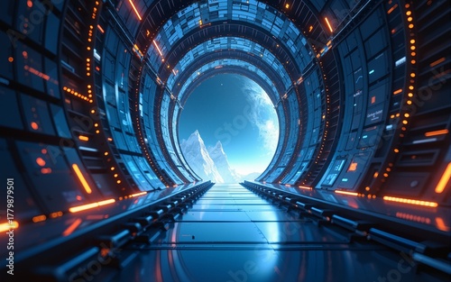 Abstract innovation space travel successful business. Future disruption strategy for time and space travel portal gateway. High quality