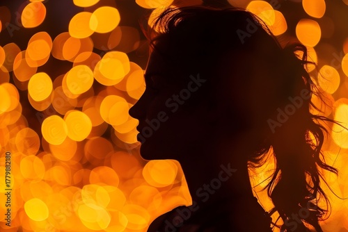 Closeup silhouette of a woman
