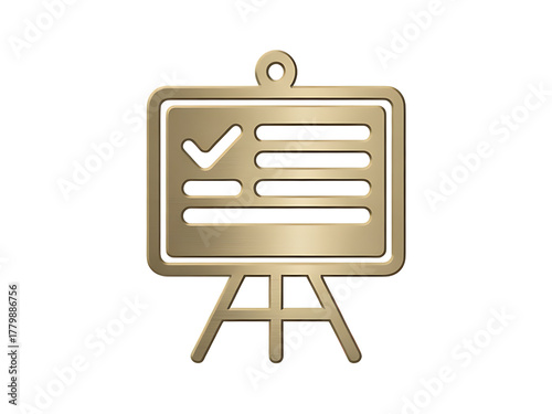 Golden Presentation Board Stand Checkmark Icon Design