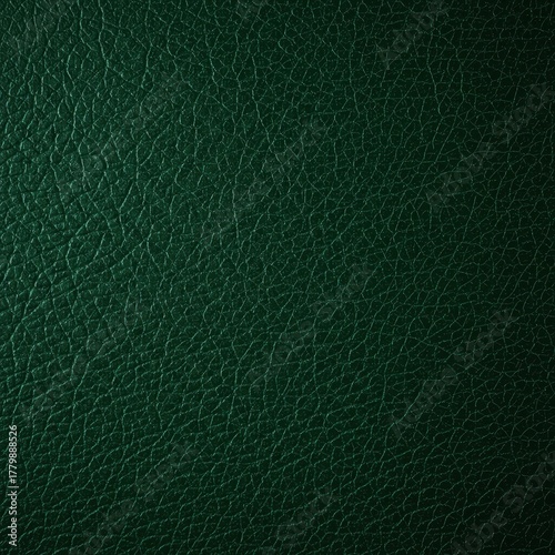 Closeup view of an abstract dark forest green leather background showcasing a rough, natural, uneven surface texture ,decorative, wallpaper, bumpy