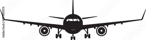 Black silhouette of a commercial airplane aircraft