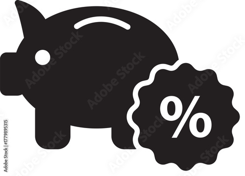 Financial savings and interest rate glyph icon