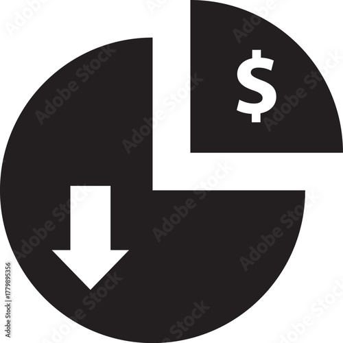Cost Reduction Icon with Dollar Sign and Arrow