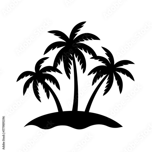 vector illustration of coconut tree and tropical island