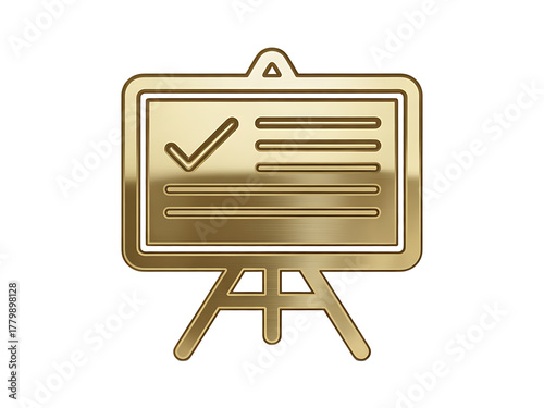 Golden presentation board icon symbol of completed task
