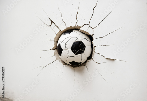 a worn and cracked soccer b...