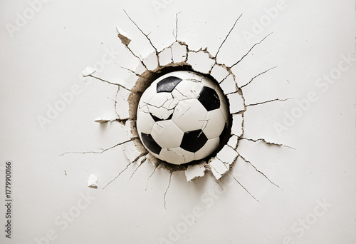 a cracked and damaged socce...