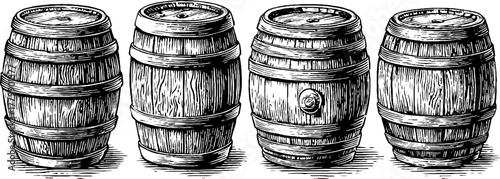 Vintage barrel and tool collection for crafting and design