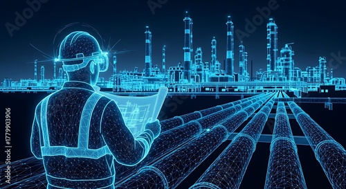 Modern digital blueprint of industrial pipelines, offering a cutting-edge visualization for engineering solutions and innovative infrastructure projects worldwide