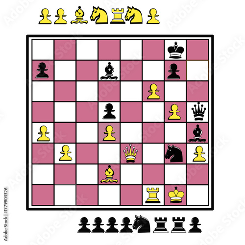 vector illustration of a chess game attack