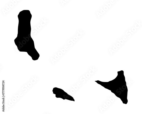 Flat black vector silhouette of Comoros, minimalist island nation map outline illustration with clean modern design