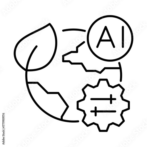 AI Environment Control – Managing Environmental Systems Using AI for Sustainable Solutions and Smart Technology. Vector Editable.