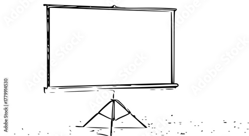 Presentation Icon-a solid projection screen on a tripod stand with simple rectangular board.