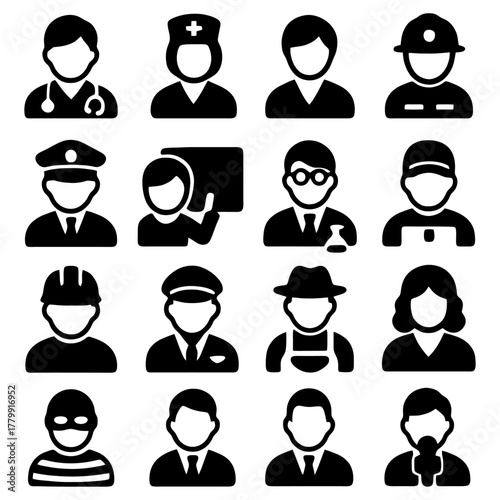 Careers Icons: A comprehensive array of career icons, meticulously crafted to represent diverse professions, offering a visual vocabulary for various occupations.