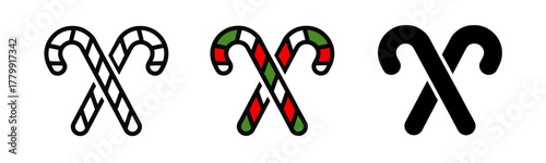 Festive Crossed Candy Canes in Black and White and Red and Green