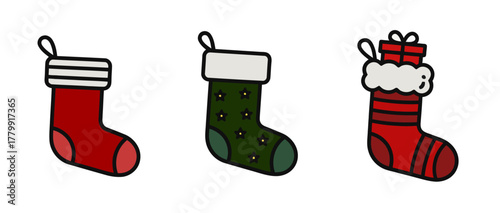Festive Holiday Stockings with Gifts and Stars for Christmas Celebration Decor