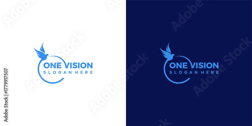 One Vision Logo with Flying Bird and Circle Design